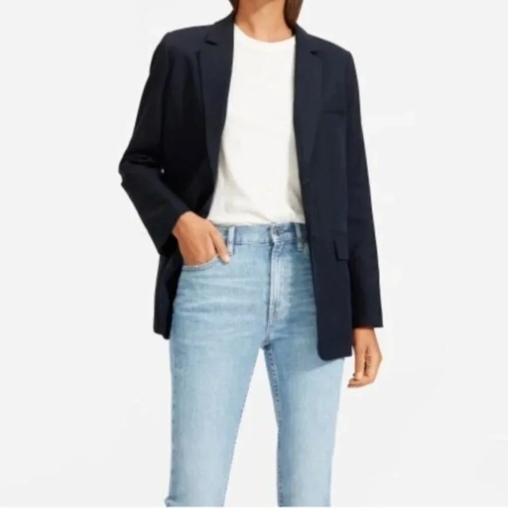 Everlane High Rise Kick Crop Raw Hem Jeans Womens Size 27 Stretch Denim Blue